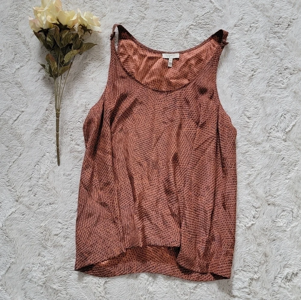 Joie 100% Silk Burnt Orange Geometric Sleeveless Blouse Size XS - Picture 1 of 11